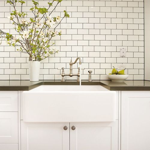 Acquello - White fireclay sink with waste and rack 760 x 460 x 250mm
