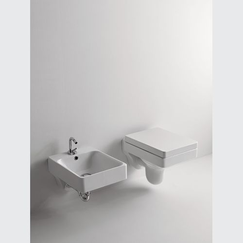 Cento Rectangular Wall Hung Toilet and Bidet by Kerasan