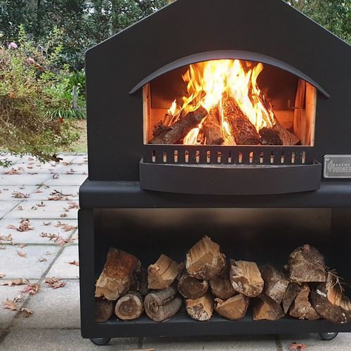 Moveable Outdoor Fireplace and Kitchen