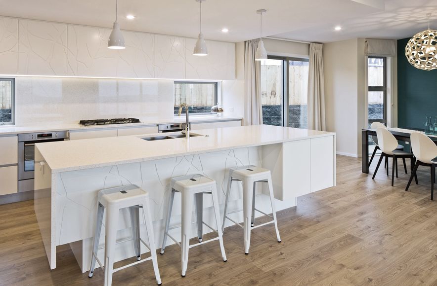 Aotea Tree Patterned White Kitchen