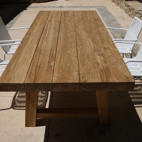 Block Aged Teak Outdoor Table 300x110
