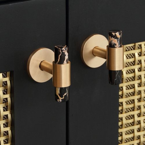 Collett Zarzycki Brass & Marble T-Bar Handle