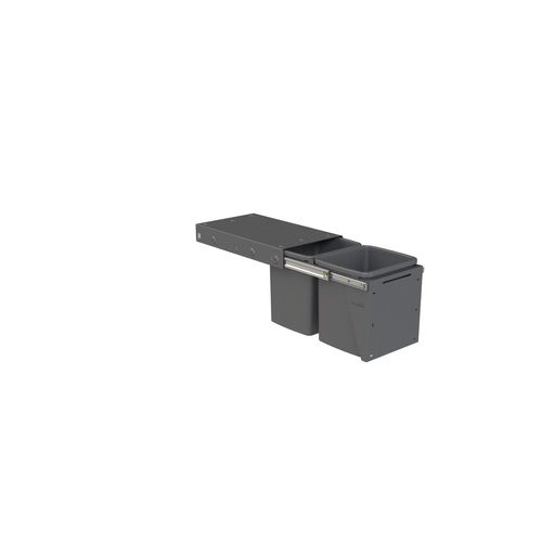 Compact Bin Storage - 2 x 15 Litre Buckets - Cinder - Door Pull