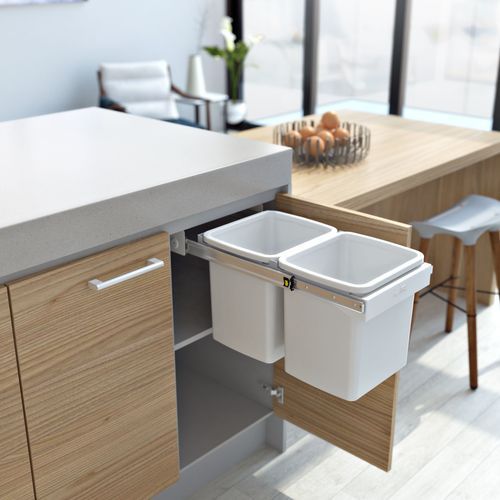 Compact Bin Storage - 2 x 15 Litre bucket - Handle Pull