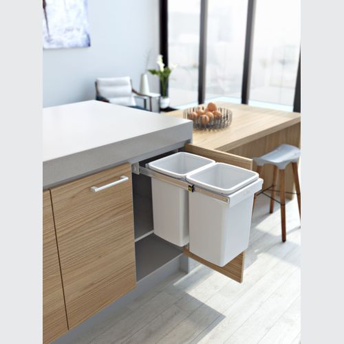 Compact Bin Storage - 2 x 20 Litre Bucket - Handle Pull