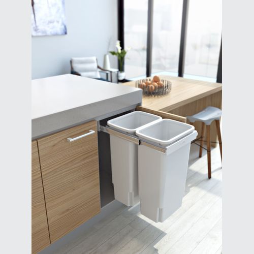 Compact Bin Storage - 2 x 35 Litre Bucket - Handle Pull