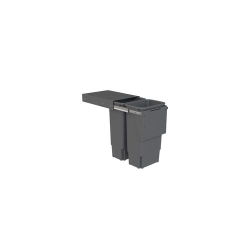 Compact Bin Storage - 2 x 35 Litre Buckets - Cinder - Door Pull