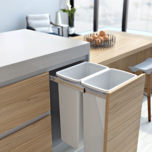 Compact Bin Storage - 2 x 40 Litre Bucket - Door Pull