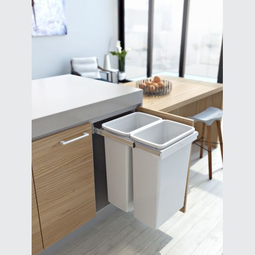 Compact Bin Storage - 2 x 40 Litre Bucket - Handle Pull