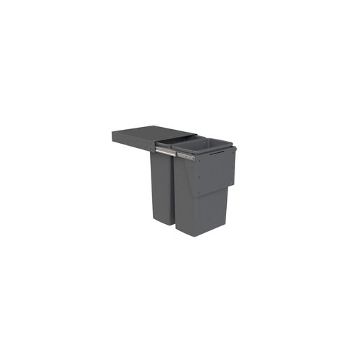 Compact Bin Storage - 2 x 40 Litre Buckets - Cinder - Door Pull
