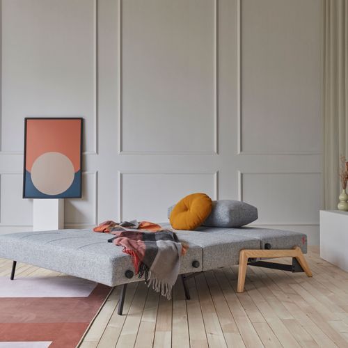 Cubed 02 Sofa Bed by Innovation with Oak Legs