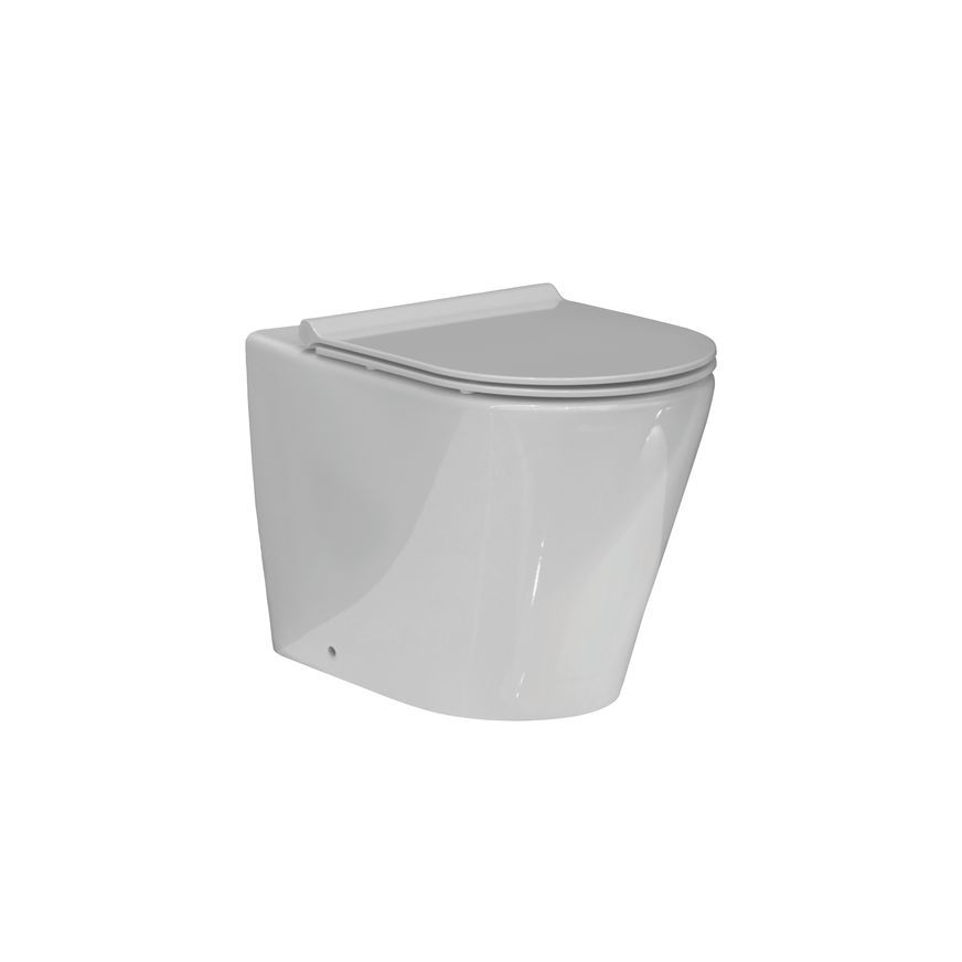 Evo Rimless Floor Mount Toilet Thick Seat