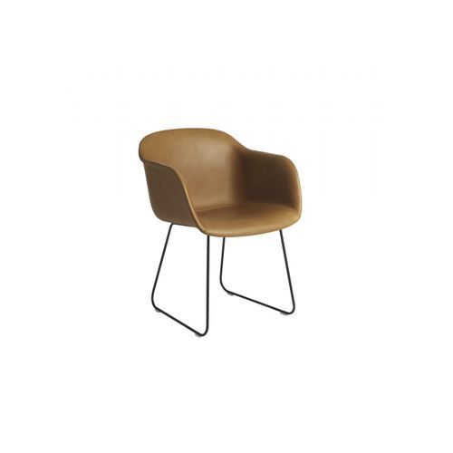 Fiber Armchair Sled Base - Leather