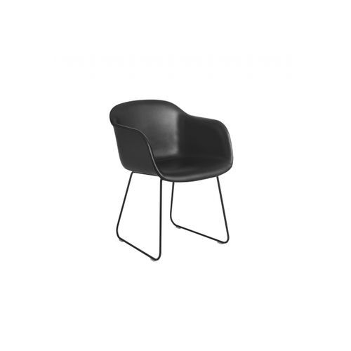 Fiber Armchair Sled Base - Leather