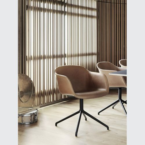 Fiber Armchair Swivel Base - Leather