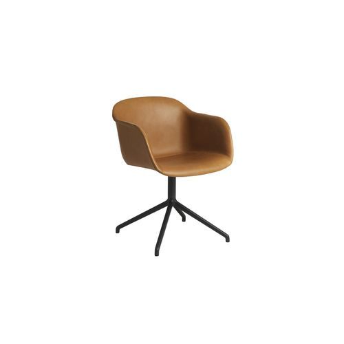 Fiber Armchair Swivel Base - Leather