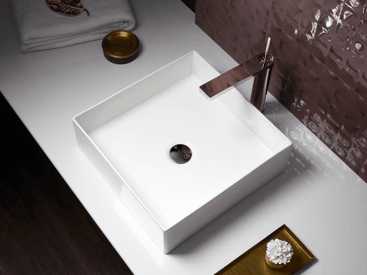 Mica Slim Rim Square Vessel Basin