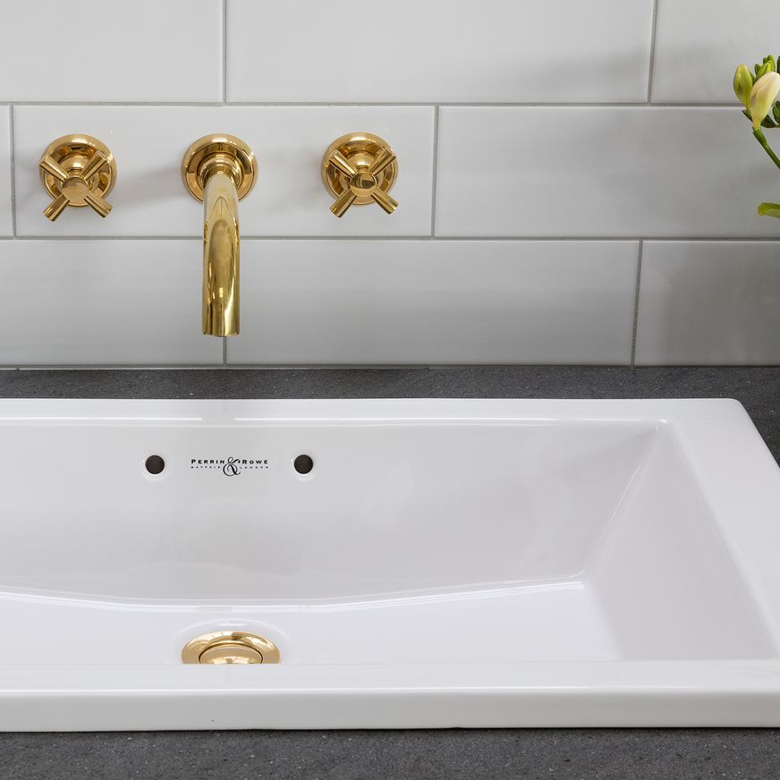 Perrin & Rowe Contemporary Wall Basin Set Crossheads