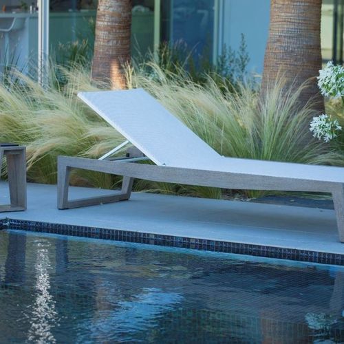 Sun Lounger Skaal by Les Jardins - Teak and Batyline