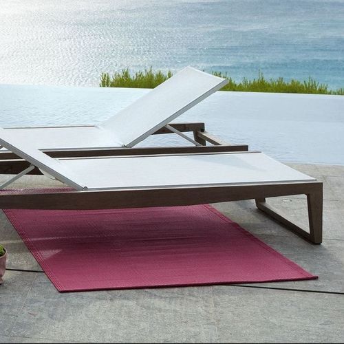 Sun Lounger Skaal by Les Jardins - Teak and Batyline