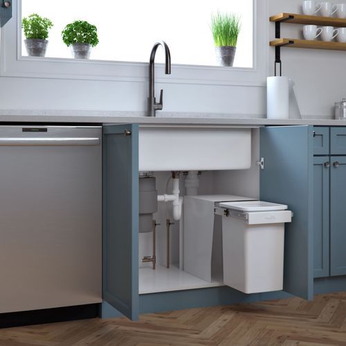 Compact Bin Storage - 1 x 20 Litre Bucket Floor Mounted - Handle Pull