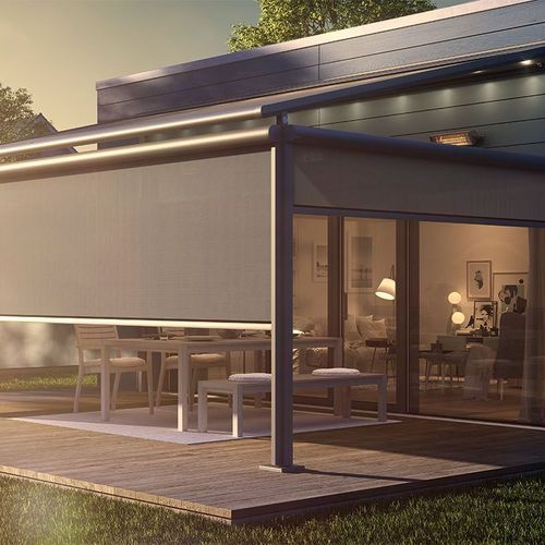 Weinor Plaza Viva + Vertitex II Patio Roof + Exterior Roller Blind