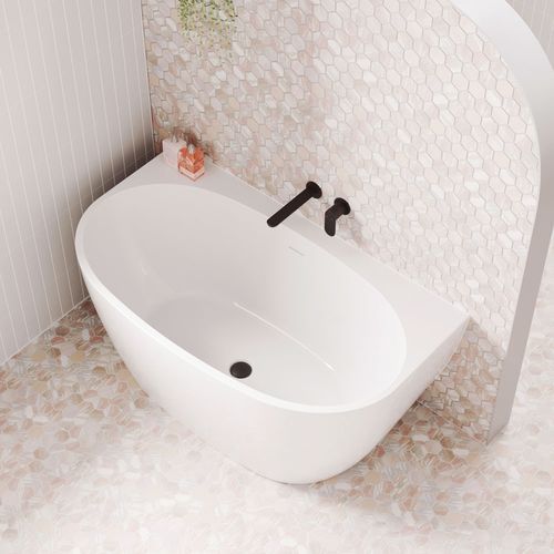 Keeto Back-To-Wall Acrylic Bath with Overflow