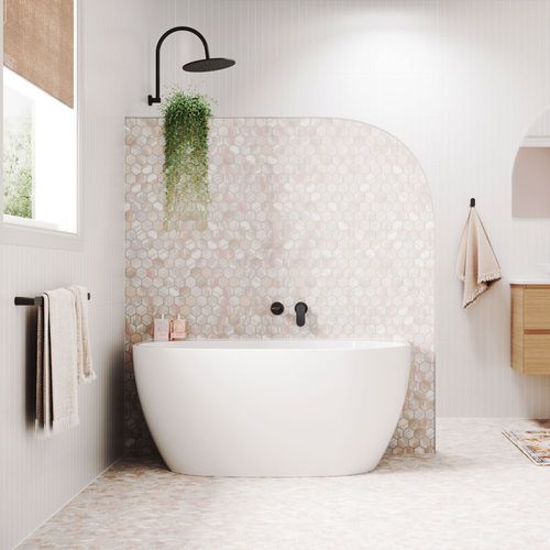 Keeto Back-To-Wall Acrylic Bath, 1300mm