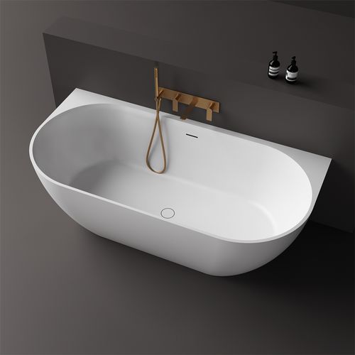 Justina 1700mm back-to-wall stone bath