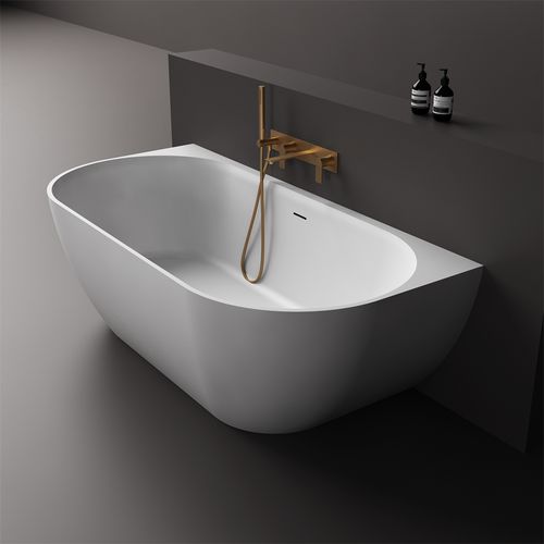 Justina 1700mm back-to-wall stone bath