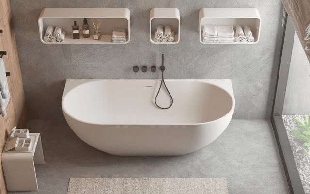 Justina back-to-wall 1700mm stone bath