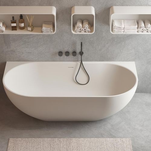 Justina back-to-wall 1700mm stone bath