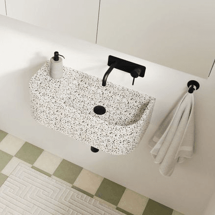 Kaya 130mm Basin/Bath Wall Mixer Set, Rectangular Plate
