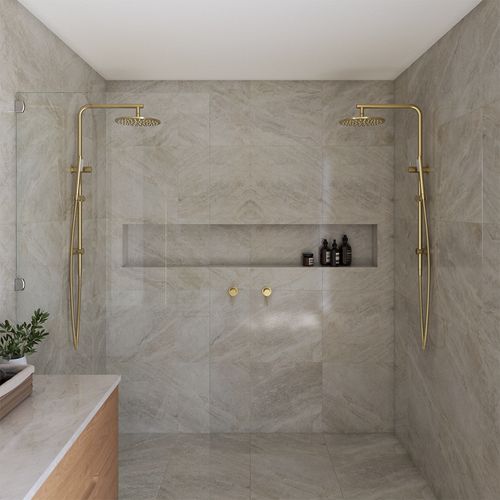 Mira Brushed Brass Gold Wall Mixer
