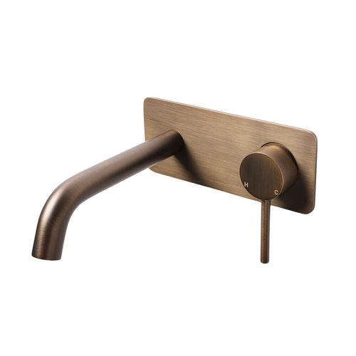 Mira Brushed Vintage Antique Brass Wall Mixer and Spout