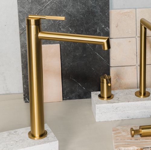 Caddence Tall Basin Mixer Brushed Brass