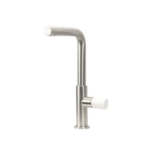Urban Minimalist Mixer Brushed Stainless White Handle