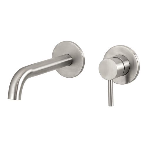 Urban Wall Mounted Basin Mixer Brushed Stainless