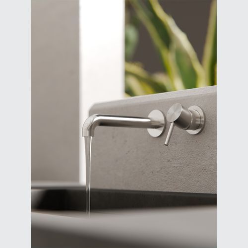 Zen SS316L Wall Basin/Bath Mixer Separate Back Plate 185mm Spout | Brushed Nickel