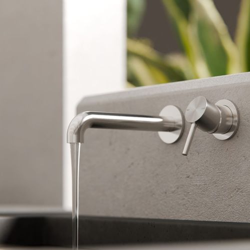 Zen SS316L Wall Basin/Bath Mixer Separate Back Plate 230mm Spout | Brushed Nickel