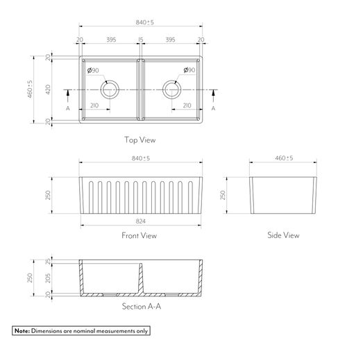 Henley Double Fluted Farmhouse Sink