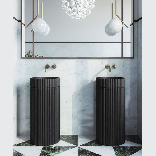 Doric Round Basin With Timber Pedestal