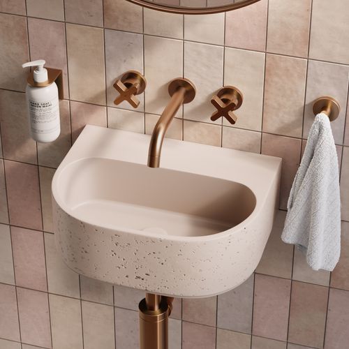 Nelios Concrete Wall Hung Basin | Almond Concrete