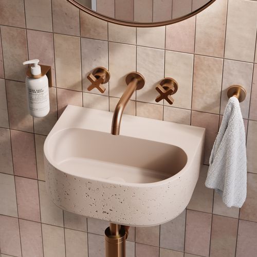 Nelios Concrete Wall Hung Basin | Almond Concrete