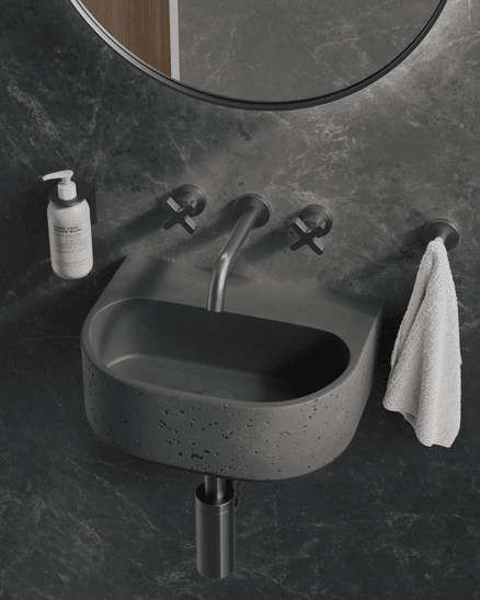 Nelios Concrete Wall-Hung Basin | Grey