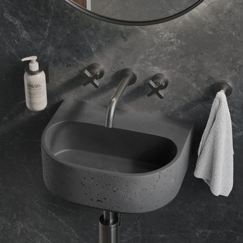 Nelios Concrete Wall-Hung Basin | Grey
