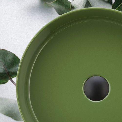 Terzofoco Olive Green Short Circular Counter Top Basin