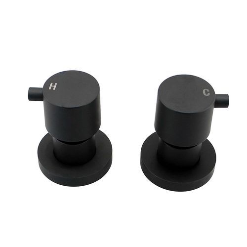 OX0007.ST | Round Black Shower Wall Taps