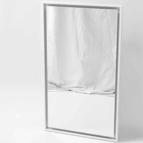 Capri Rectangle Mirror with Matte White Stone Frame and LED light