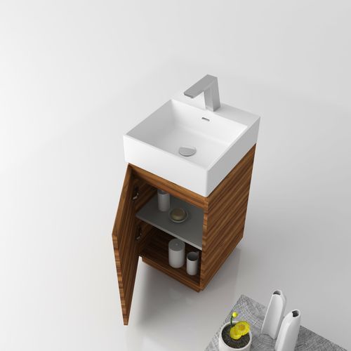 Gia Vanity Cabinet Unit Bamboo & Matte White